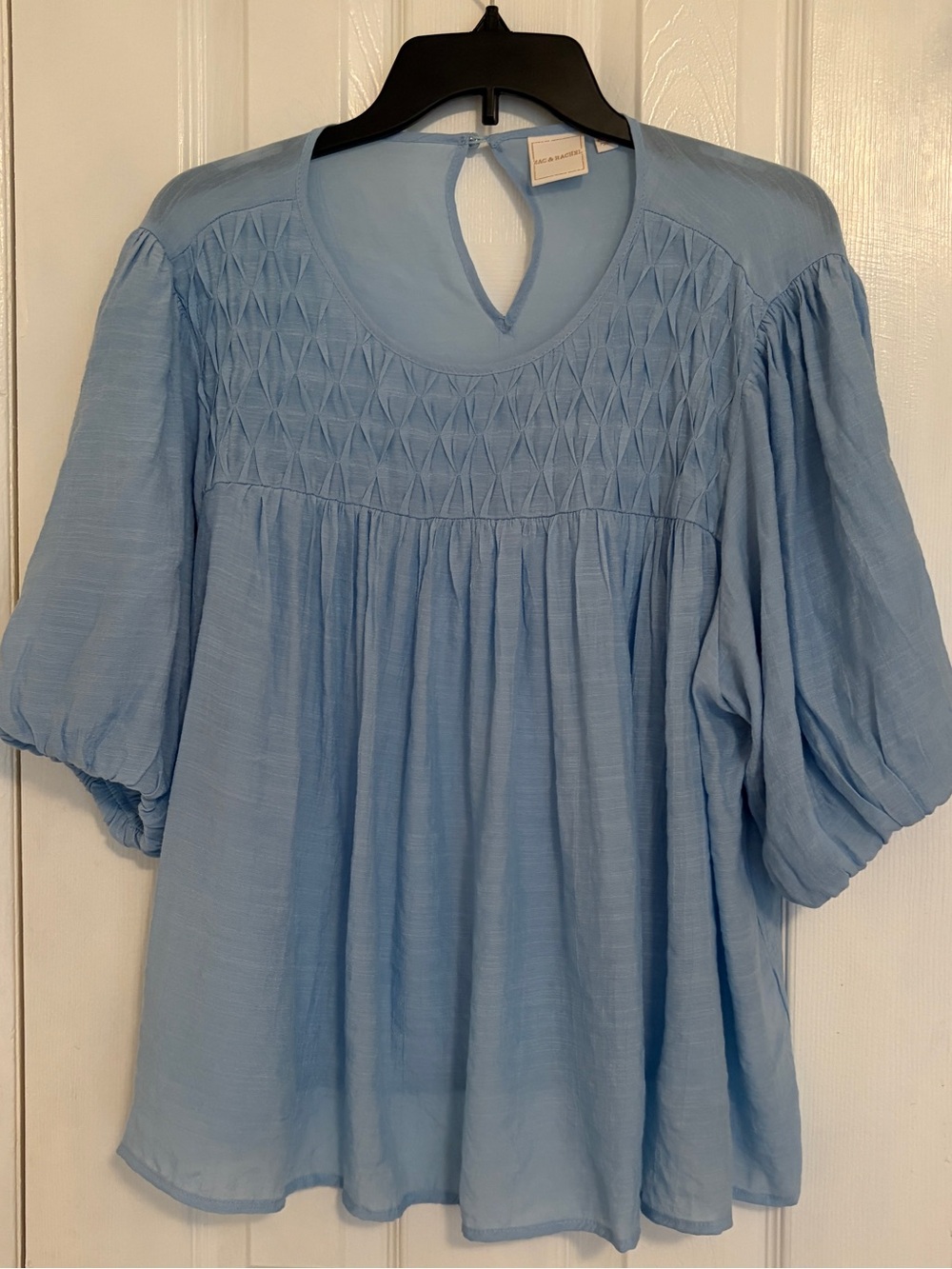 Zac and Rachel Light Blue Smocked Peasant Blouse